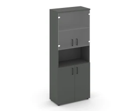 Шкаф высокий широкий комби с нишей прозр. стекло 796x400x1982 зад. стенка HDF Стайл Проджект / Style Project images