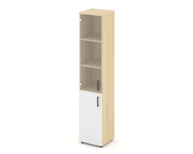 Шкаф высокий узкий комби прозр. стекло левый 400x400x1982 зад. стенка HDF Стайл Проджект / Style Project images