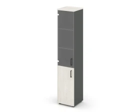 Шкаф высокий узкий комби прозр. стекло левый 400x400x1982 зад. стенка HDF Стайл Проджект / Style Project images