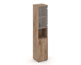 Шкаф высокий узкий с нишей прозр. стекло правый 400x400x1982 Стайл Проджект / Style Project images
