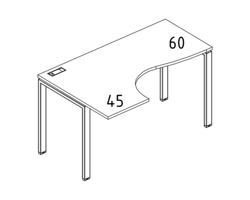 Стол эргономичный левый "Классика" на металлокаркасе UNO 160x90x75 A4.PRO