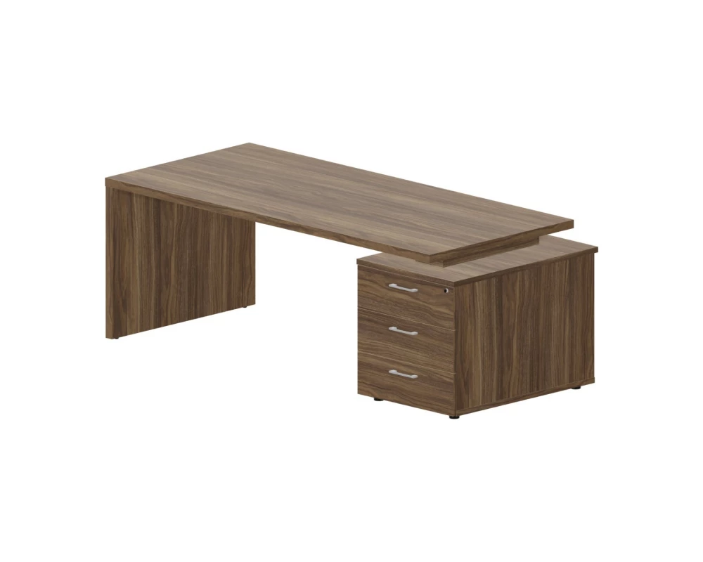 Стол письменный на опорной тумбе 3 ящика (правый) 200х90х73,5 Norman Орех