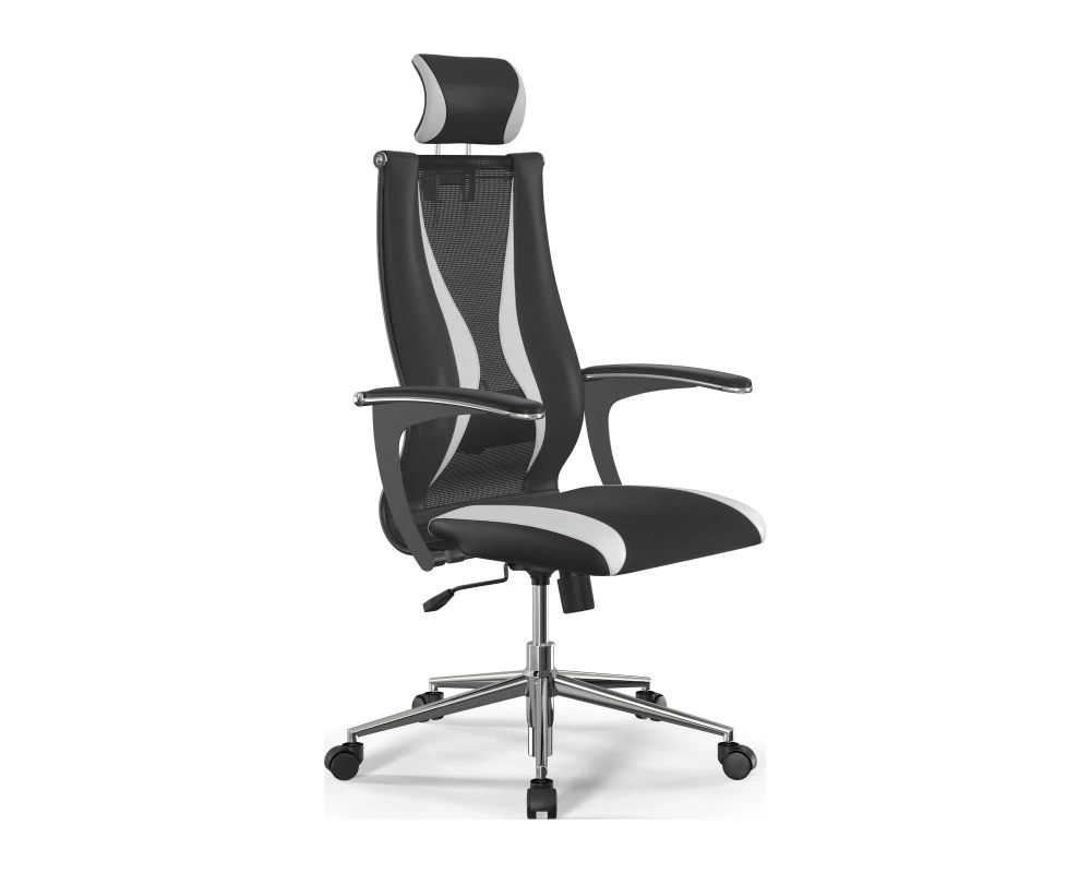 Кресло ErgoLife S 10 B2-170U M09.B23.G18.W01 Сетка/Экокожа, Черный/Белый