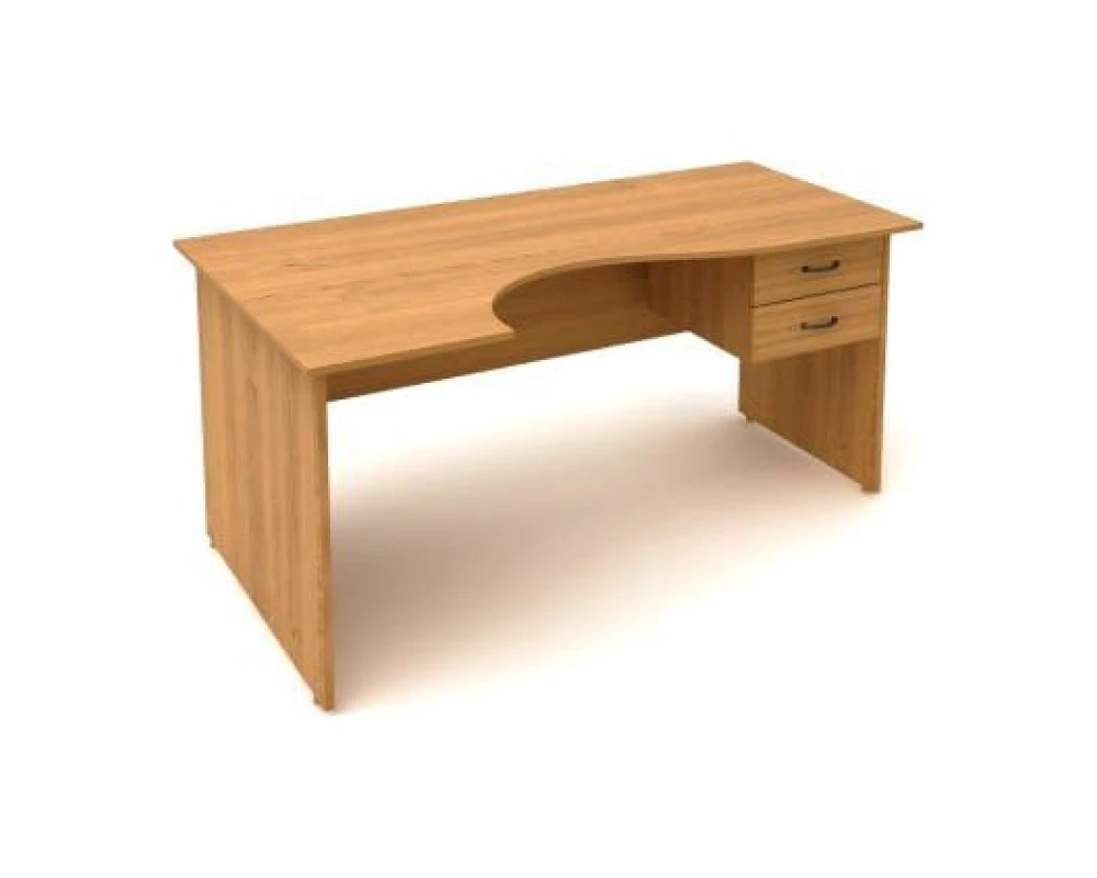 Стол крив. с подвесной тумбой (1602х902(702)х750) КФ6 Фея