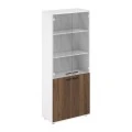 Шкаф высокий 800x400x1955, 4-х дверный, со стеклом, задняя стенка HDF Сигма / Sigma
